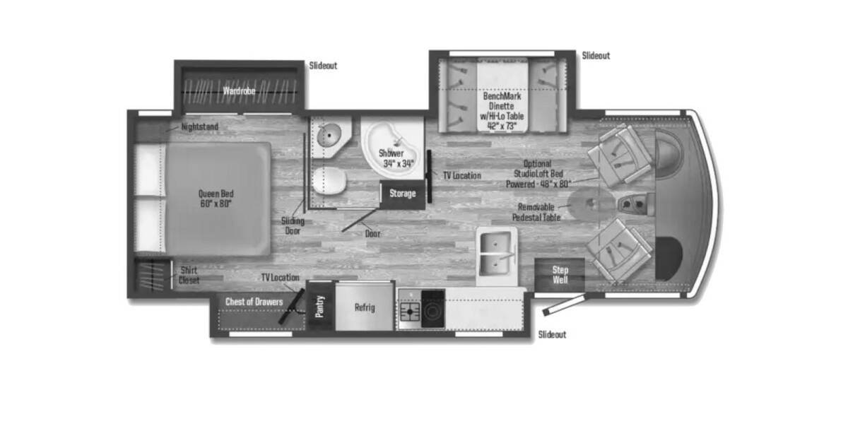 2022 Winnebago Adventurer Ford F-53 27N Class A at Specialty RVs of Arizona STOCK# A02392 Floor plan Layout Photo